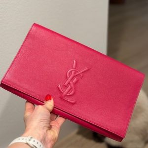 Saint Laurent YSL Large Envelope Clutch Fuchsia